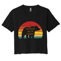 Funny Bear Foxtrot Delta Tango  Women's Crop Top Tee
