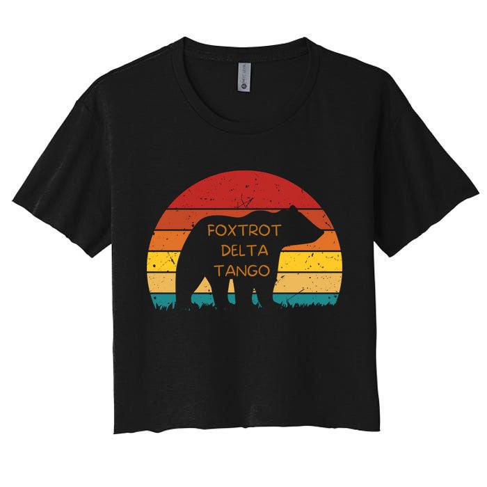 Funny Bear Foxtrot Delta Tango  Women's Crop Top Tee