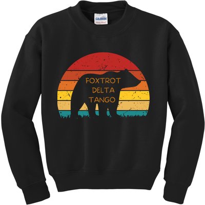 Funny Bear Foxtrot Delta Tango  Kids Sweatshirt