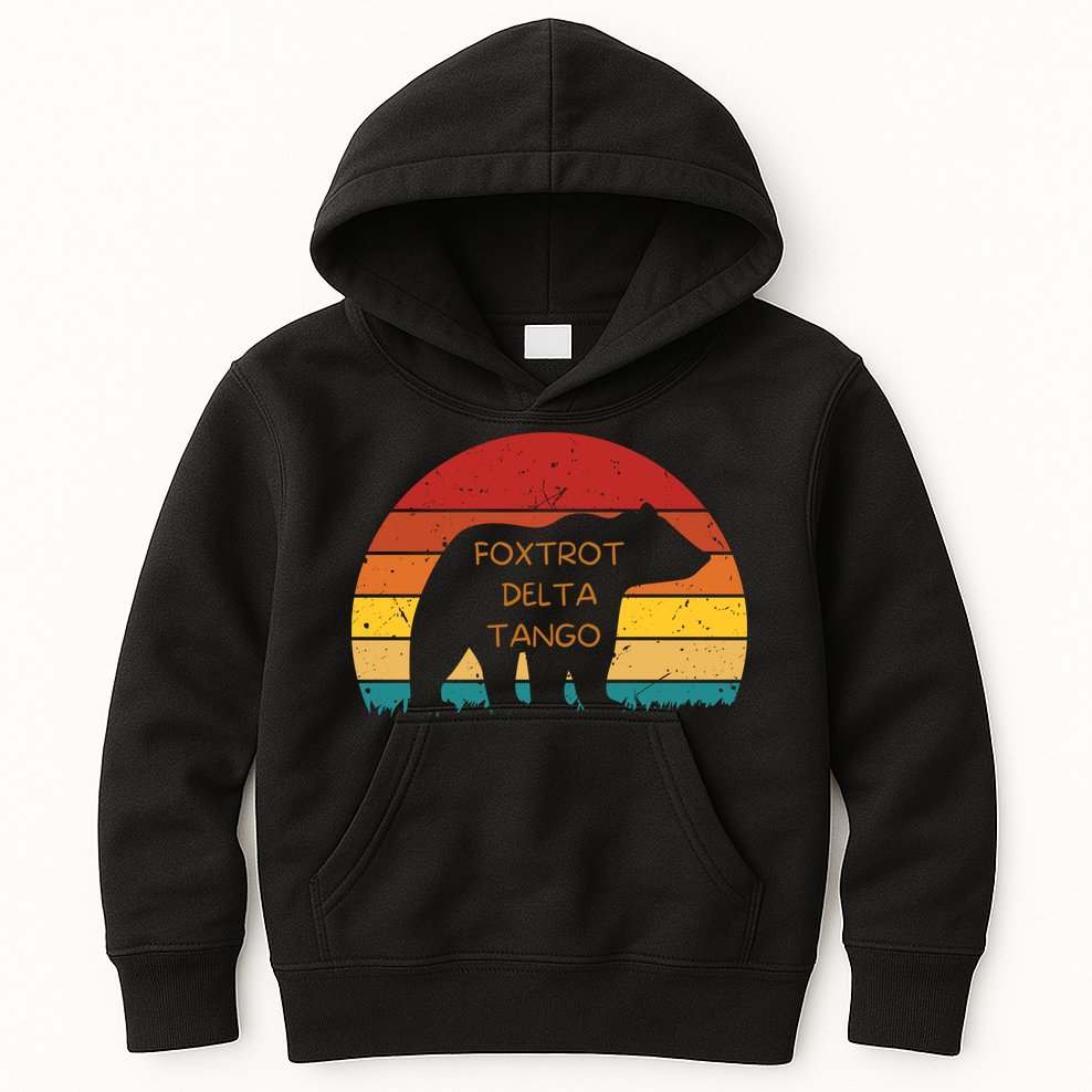 Funny Bear Foxtrot Delta Tango  Kids Hoodie