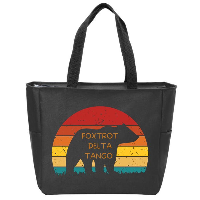 Funny Bear Foxtrot Delta Tango  Zip Tote Bag
