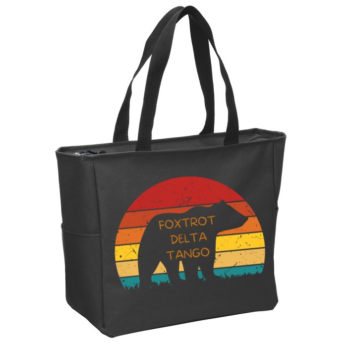 Funny Bear Foxtrot Delta Tango  Zip Tote Bag
