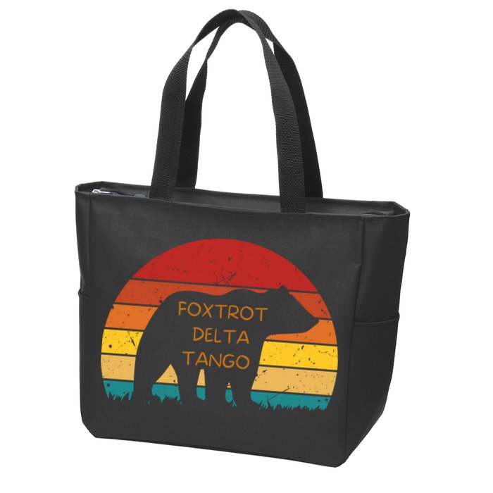 Funny Bear Foxtrot Delta Tango  Zip Tote Bag