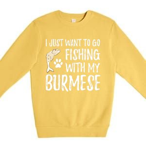 Fishing Burmese For Boating Cat Mom Or Cat Dad Gift Premium Crewneck Sweatshirt