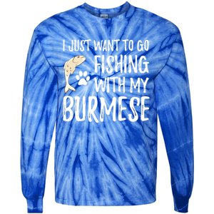 Fishing Burmese For Boating Cat Mom Or Cat Dad Gift Tie-Dye Long Sleeve Shirt