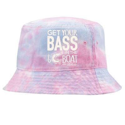 Funny Bass Fishing Get Your Bass In The Boat T Tie-Dyed Bucket Hat