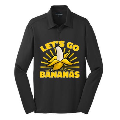 Funny Banana Fruit Lets Go Bananas Silk Touch Performance Long Sleeve Polo