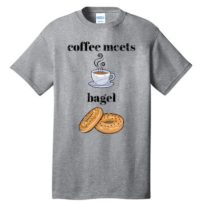 Funny Breakfast Funny Gift Coffee Meets Bagels Food Lover Design Gift Tall T-Shirt