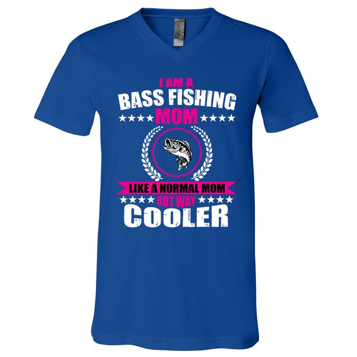 Funny Bass Fishing Mom Largemouth Bass Fish Gift V-Neck T-Shirt