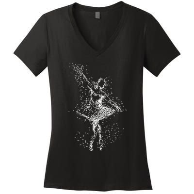 Fading Ballerina Women's V-Neck T-Shirt