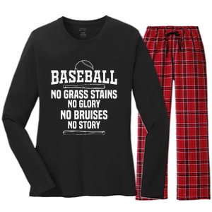 Funny Baseball Fan Baseball Player Women's Long Sleeve Flannel Pajama Set 