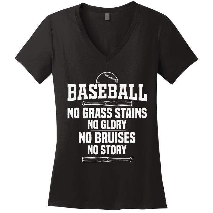 Funny Baseball Fan Baseball Player Women's V-Neck T-Shirt