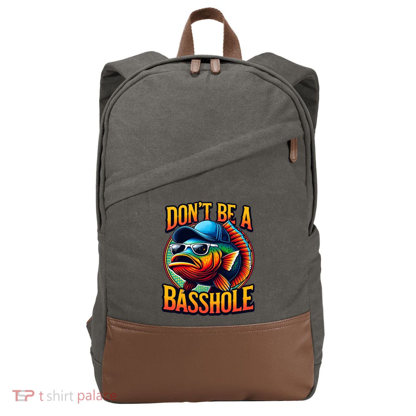 Funny Bass Fish Cotton Canvas Backpack