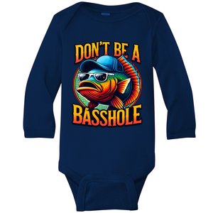 Funny Bass Fish Baby Long Sleeve Bodysuit