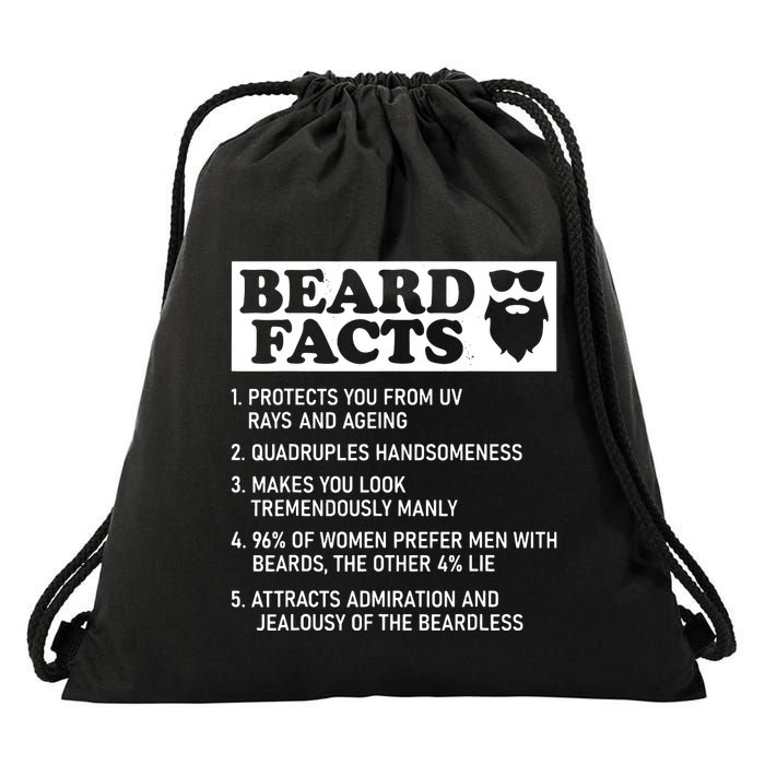 Funny Beard Facts Protects Ageing Makes Manly Bearded Dad Drawstring Bag
