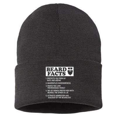 Funny Beard Facts Protects Ageing Makes Manly Bearded Dad Sustainable Knit Beanie