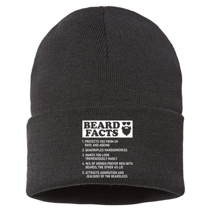 Funny Beard Facts Protects Ageing Makes Manly Bearded Dad Sustainable Knit Beanie