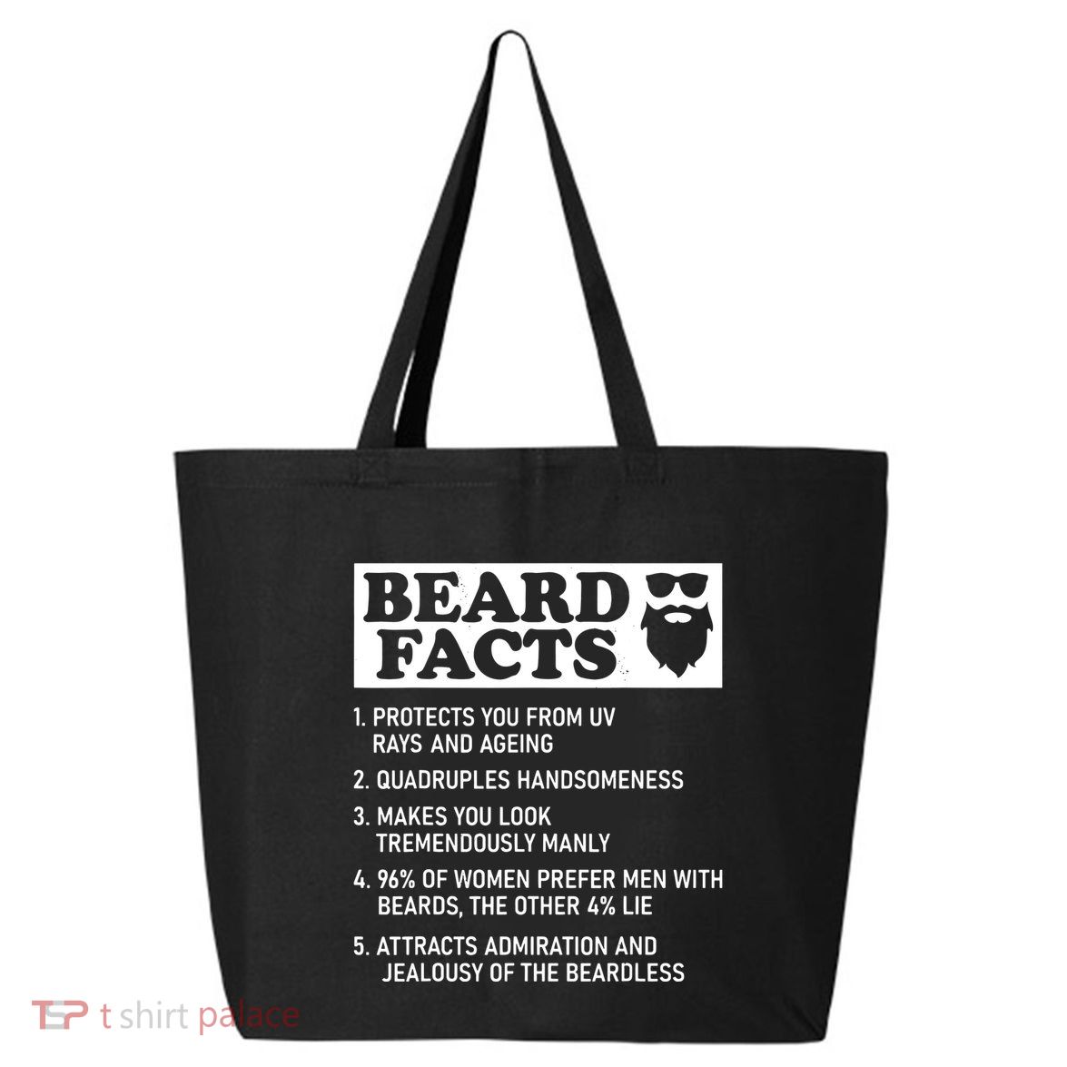 Funny Beard Facts Protects Ageing Makes Manly Bearded Dad 25L Jumbo Tote