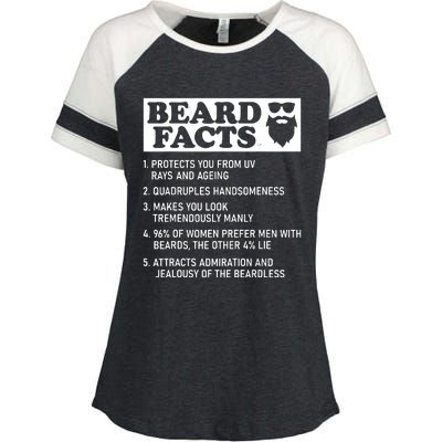 Funny Beard Facts Protects Ageing Makes Manly Bearded Dad Enza Ladies Jersey Colorblock Tee