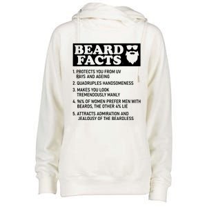 Funny Beard Facts Protects Ageing Makes Manly Bearded Dad Womens Funnel Neck Pullover Hood