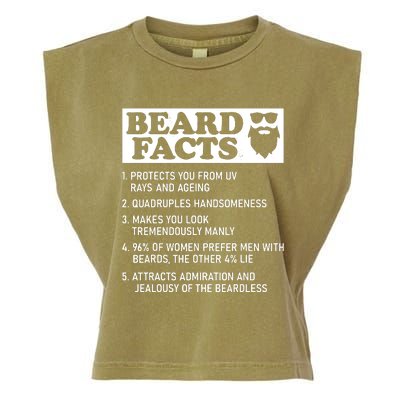 Funny Beard Facts Protects Ageing Makes Manly Bearded Dad Garment-Dyed Women's Muscle Tee