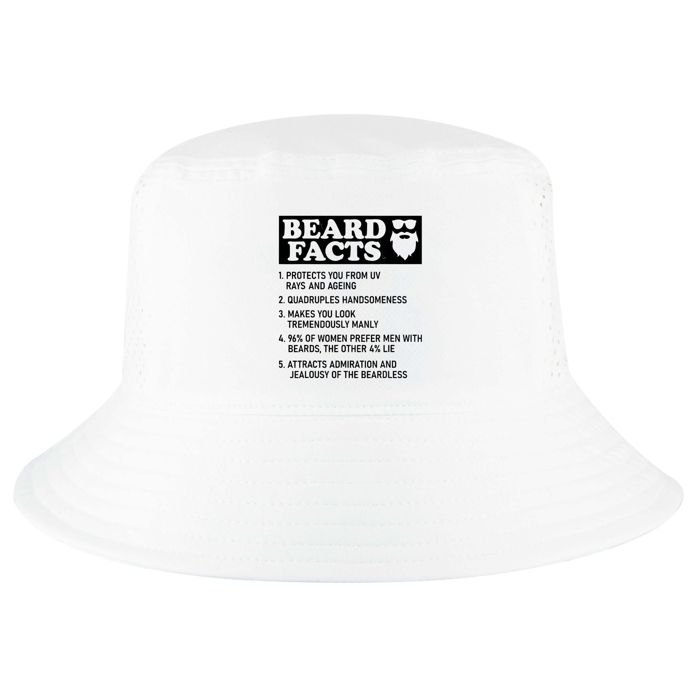 Funny Beard Facts Protects Ageing Makes Manly Bearded Dad Cool Comfort Performance Bucket Hat