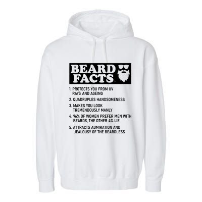 Funny Beard Facts Protects Ageing Makes Manly Bearded Dad Garment-Dyed Fleece Hoodie