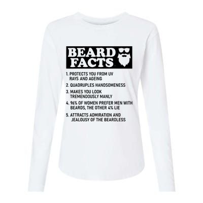 Funny Beard Facts Protects Ageing Makes Manly Bearded Dad Womens Cotton Relaxed Long Sleeve T-Shirt