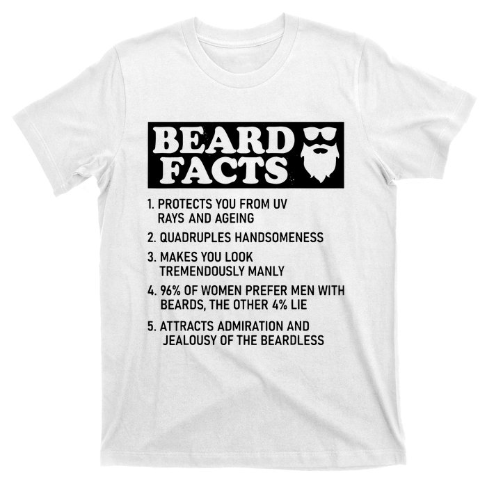 Funny Beard Facts Protects Ageing Makes Manly Bearded Dad T-Shirt