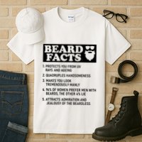 Funny Beard Facts Protects Ageing Makes Manly Bearded Dad Tall T-Shirt