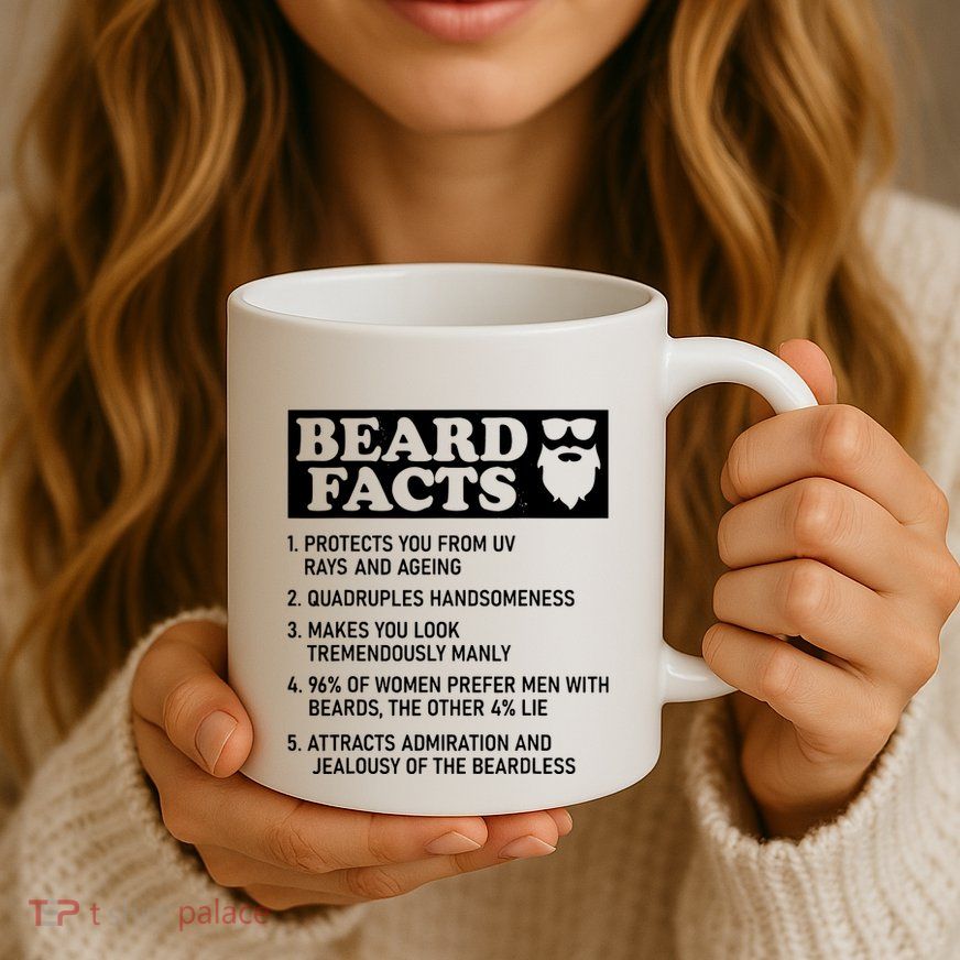 Funny Beard Facts Protects Ageing Makes Manly Bearded Dad Mug
