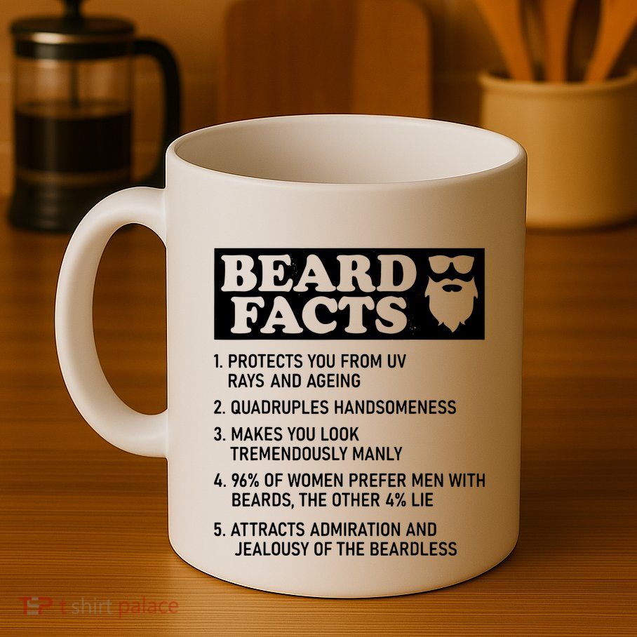 Funny Beard Facts Protects Ageing Makes Manly Bearded Dad Mug