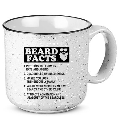 Funny Beard Facts Protects Ageing Makes Manly Bearded Dad 15oz Campfire Ceramic Mug