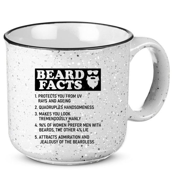 Funny Beard Facts Protects Ageing Makes Manly Bearded Dad 15oz Campfire Ceramic Mug