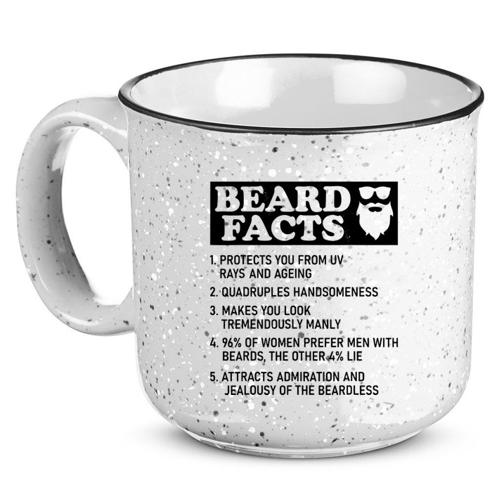 Funny Beard Facts Protects Ageing Makes Manly Bearded Dad 15oz Campfire Ceramic Mug