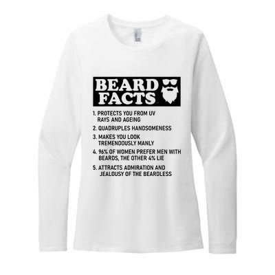 Funny Beard Facts Protects Ageing Makes Manly Bearded Dad Womens CVC Long Sleeve Shirt