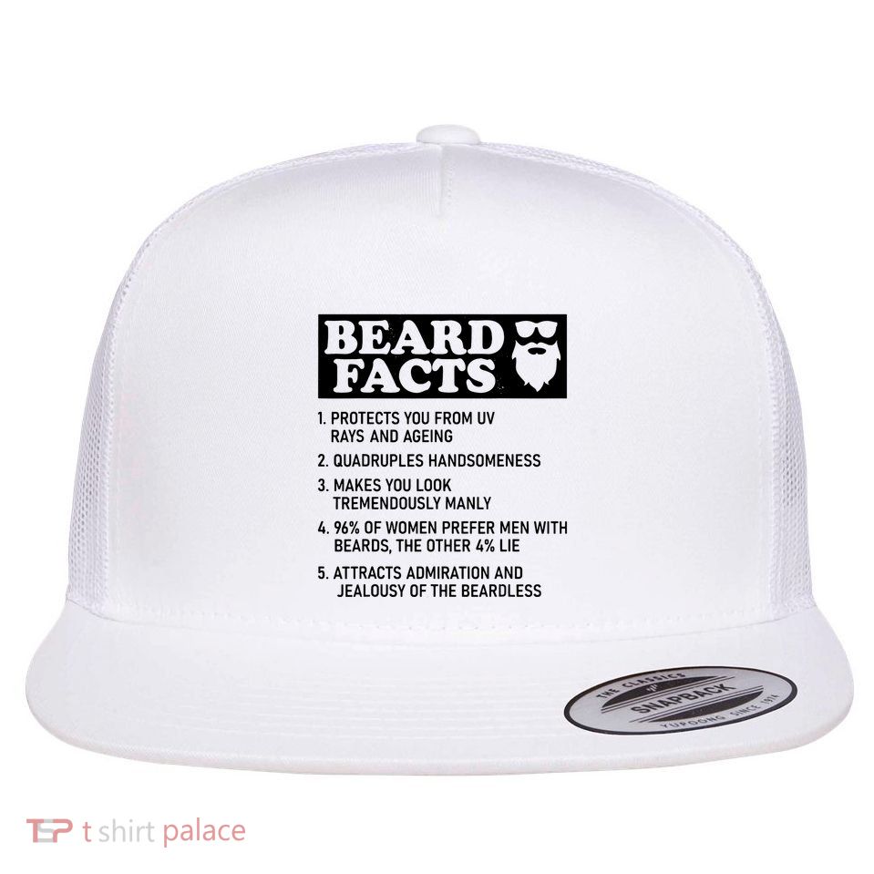 Funny Beard Facts Protects Ageing Makes Manly Bearded Dad Flatbill Hat
