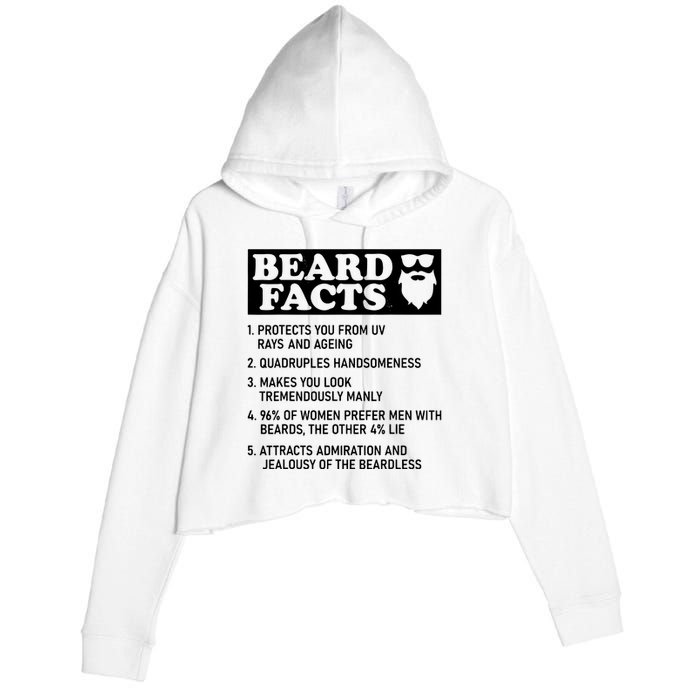 Funny Beard Facts Protects Ageing Makes Manly Bearded Dad Crop Fleece Hoodie