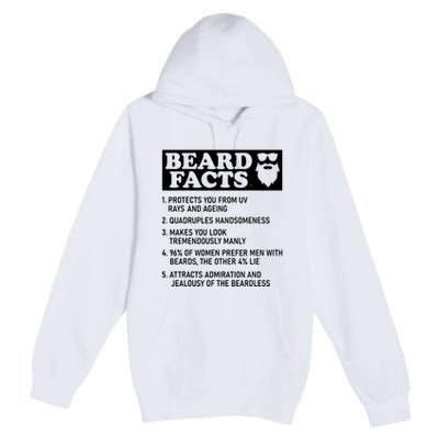 Funny Beard Facts Protects Ageing Makes Manly Bearded Dad Premium Pullover Hoodie
