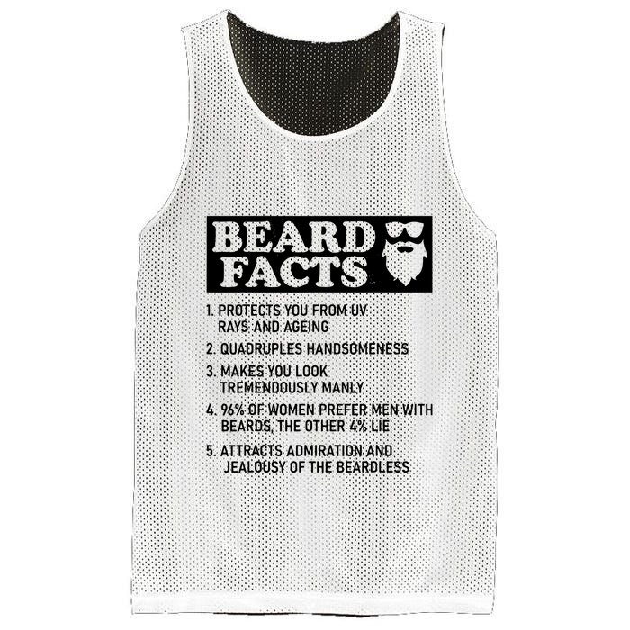 Funny Beard Facts Protects Ageing Makes Manly Bearded Dad Mesh Reversible Basketball Jersey Tank