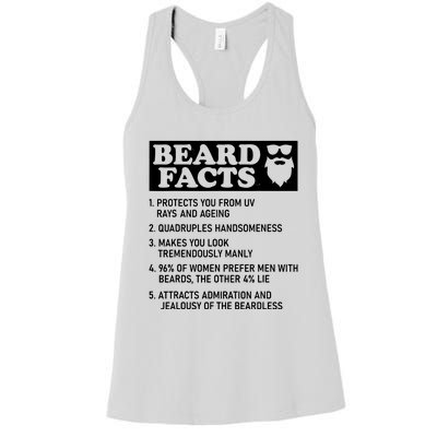 Funny Beard Facts Protects Ageing Makes Manly Bearded Dad Women's Racerback Tank