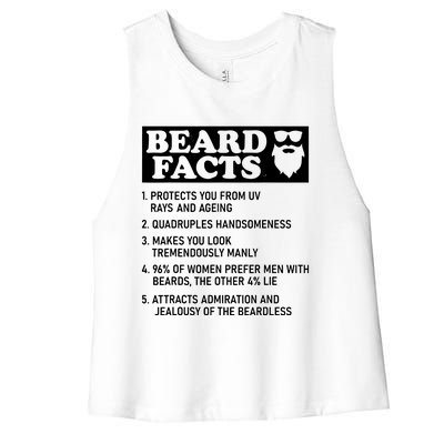 Funny Beard Facts Protects Ageing Makes Manly Bearded Dad Women's Racerback Cropped Tank