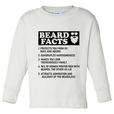 Funny Beard Facts Protects Ageing Makes Manly Bearded Dad Toddler Long Sleeve Shirt