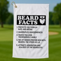 Funny Beard Facts Protects Ageing Makes Manly Bearded Dad Golf Towel