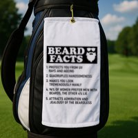 Funny Beard Facts Protects Ageing Makes Manly Bearded Dad Golf Towel