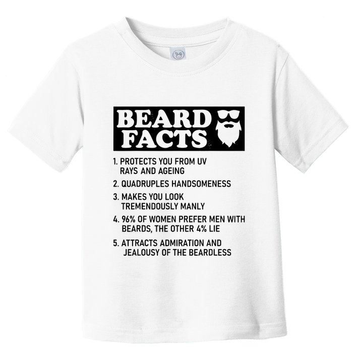 Funny Beard Facts Protects Ageing Makes Manly Bearded Dad Toddler T-Shirt