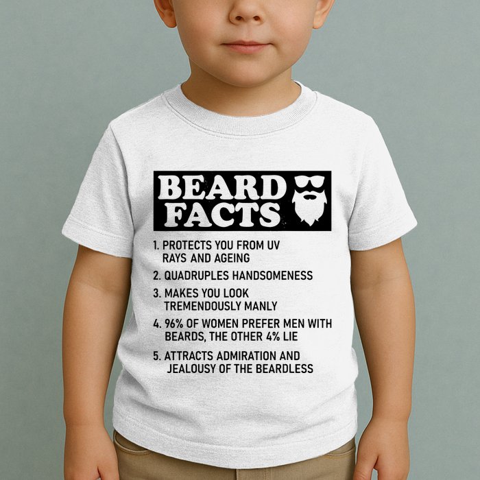 Funny Beard Facts Protects Ageing Makes Manly Bearded Dad Toddler T-Shirt