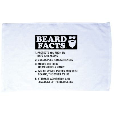 Funny Beard Facts Protects Ageing Makes Manly Bearded Dad Microfiber Hand Towel