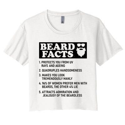 Funny Beard Facts Protects Ageing Makes Manly Bearded Dad Women's Crop Top Tee