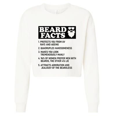Funny Beard Facts Protects Ageing Makes Manly Bearded Dad Cropped Pullover Crew